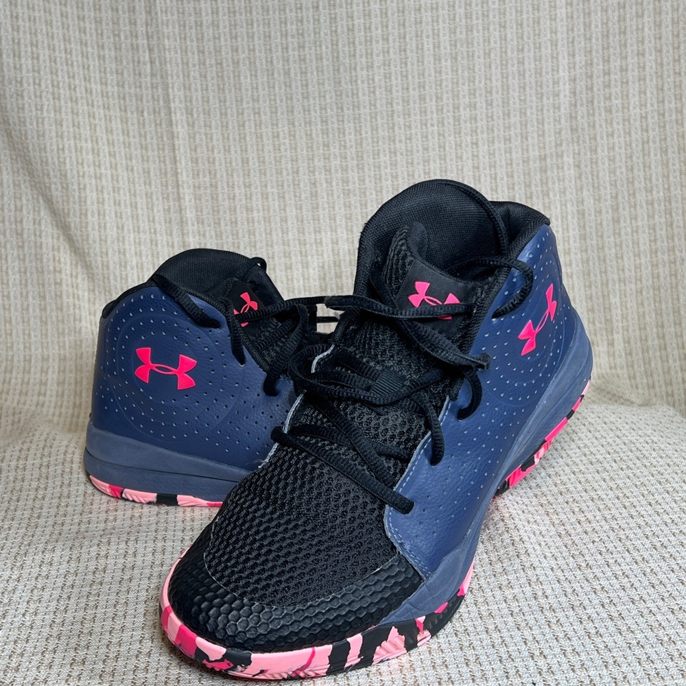 Under Armour Kids' Black and Pink Athletic Shoes